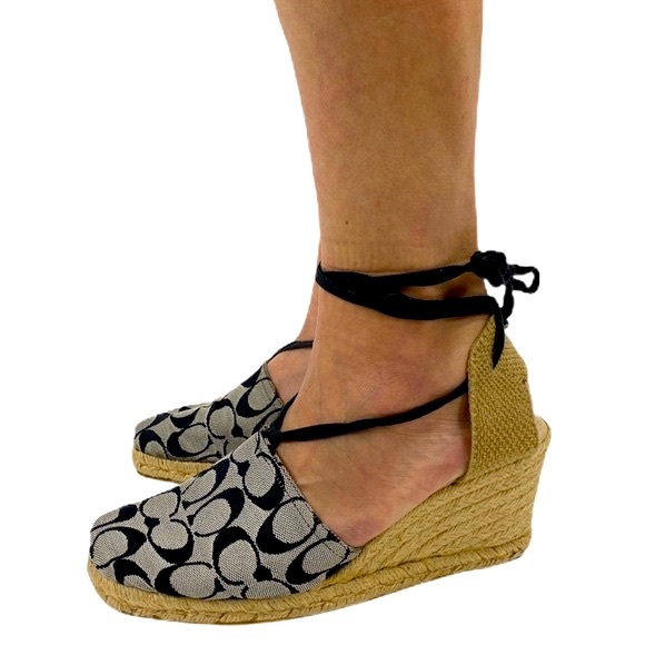 Coach Lace Up BRITTNEY Espadrille Wedges - Picture 2 of 5